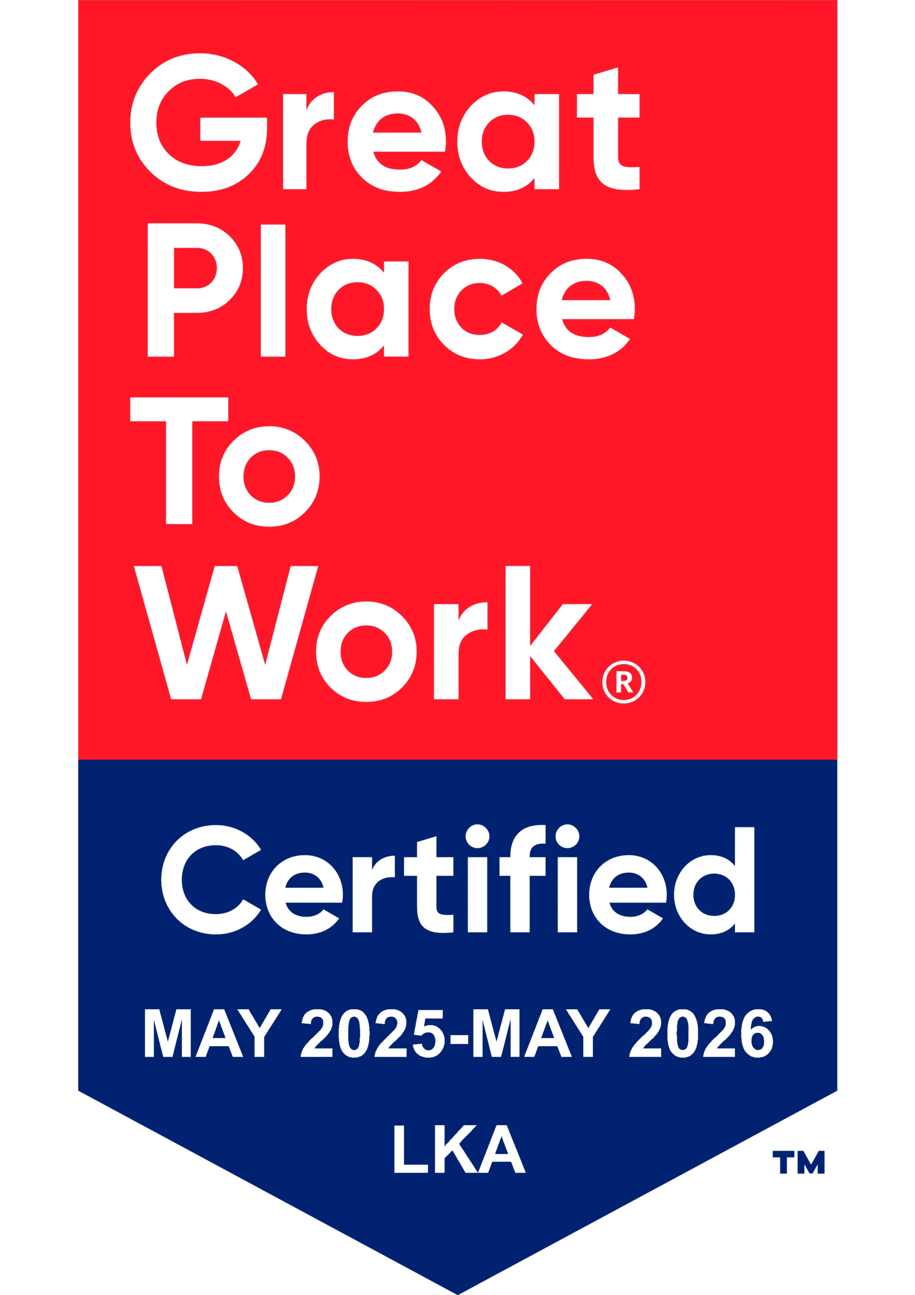 Great Place to Work Certified May 2025-May 2026 LKA