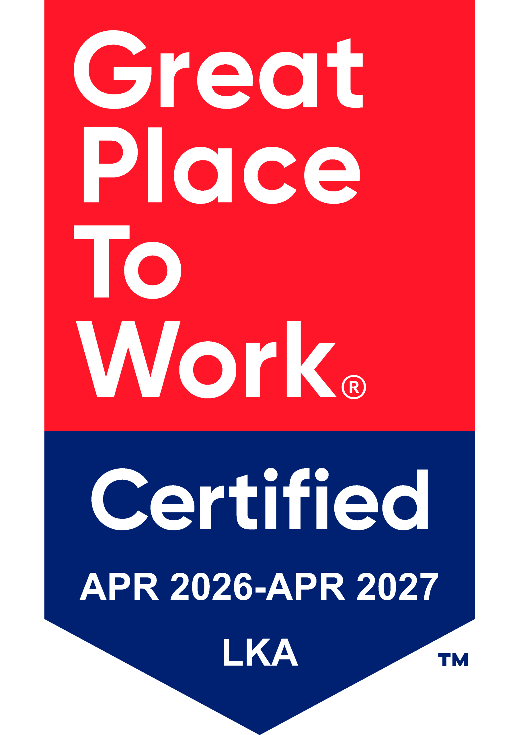 Great Place to Work Certified May 2025-May 2026 LKA